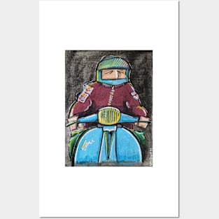 Retro Scooter, Classic Scooter, Scooterist, Scootering, Scooter Rider, Mod Art Posters and Art